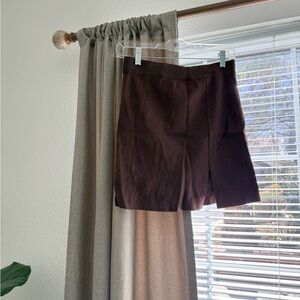 LIONESS brown mini skirt with slit, size large.
